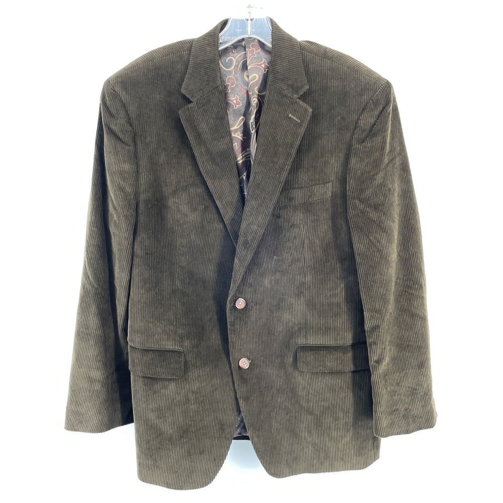 Lauren Ralph Lauren Brown Corduroy Blazer Mens 42R Two Button Sport Coat Paisley